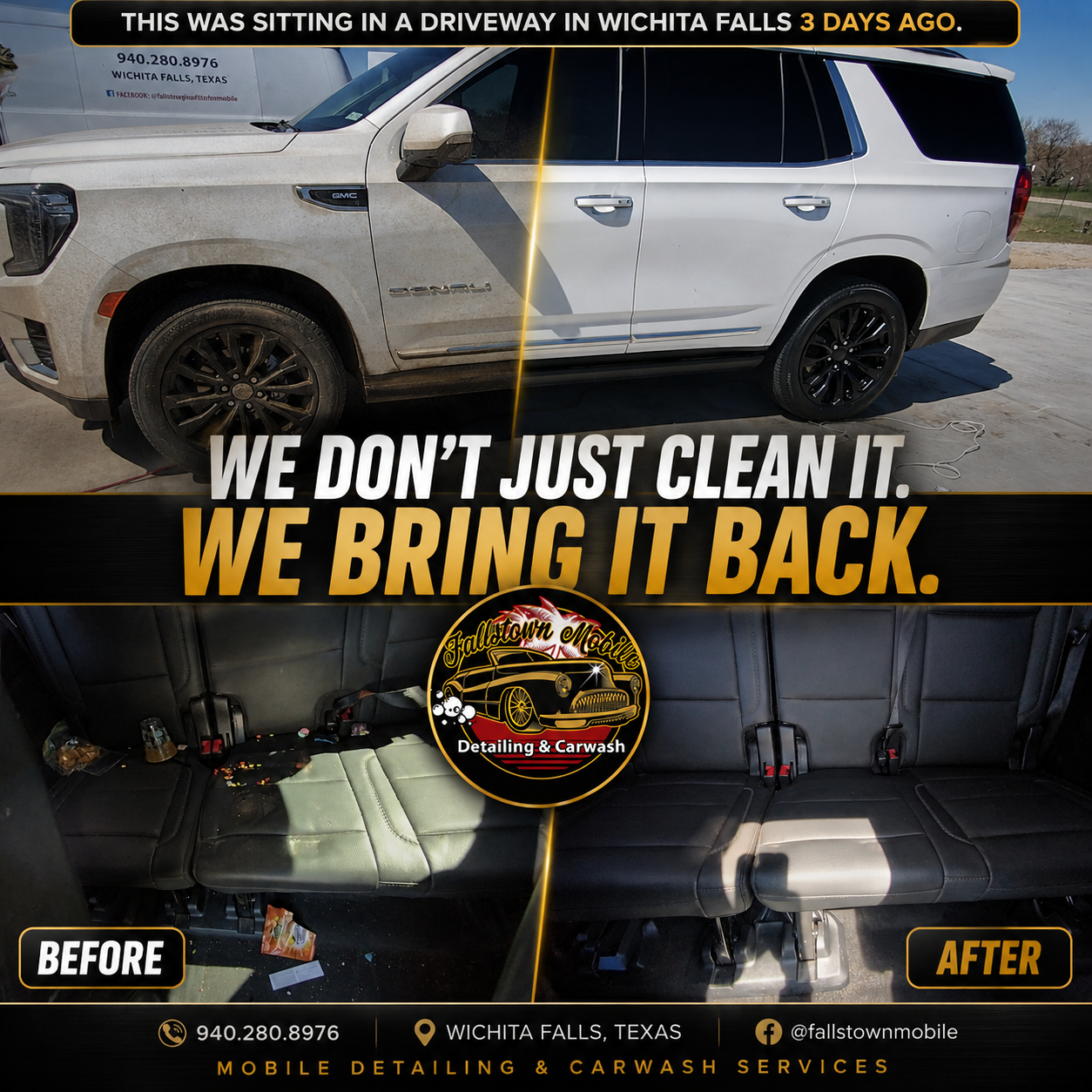 Falls Town Mobile Detailing before and after