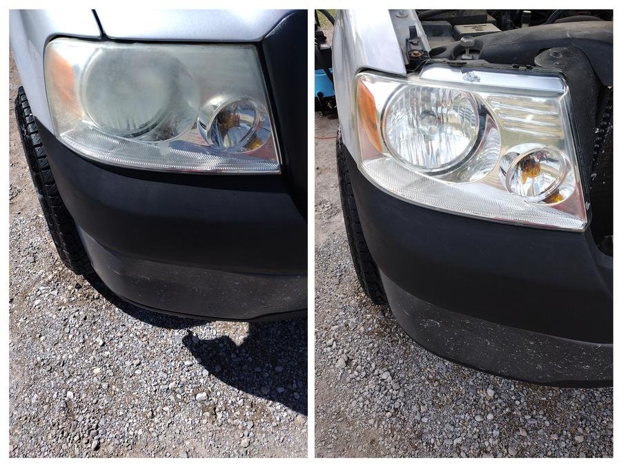 headlight restoration before and after - mobile auto detailing Wichita Falls TX